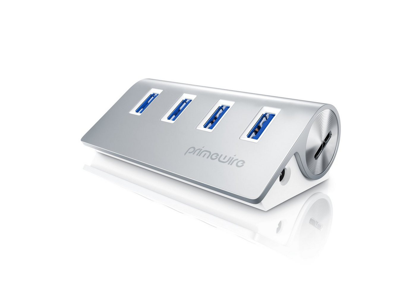 Primewire USB-Adapter, 4 Port USB 3.2 Gen1 Hub, Datenhub, Aluminiumgehäuse, Netzteilanschluss von Primewire