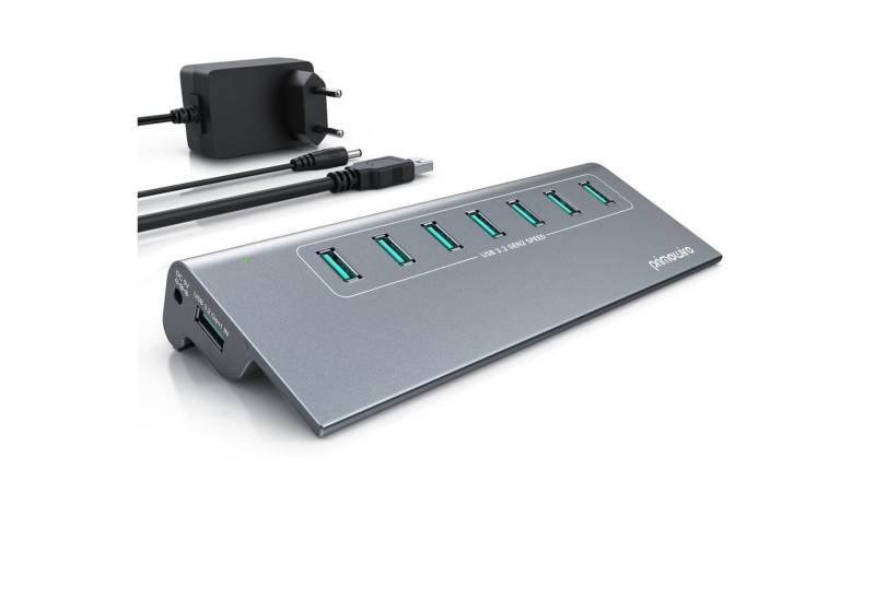 Primewire USB-Adapter, USB 3.2 Gen2 Hub, 7 Port Verteiler aktiv mit Netzteil, 10 Gbit/s von Primewire