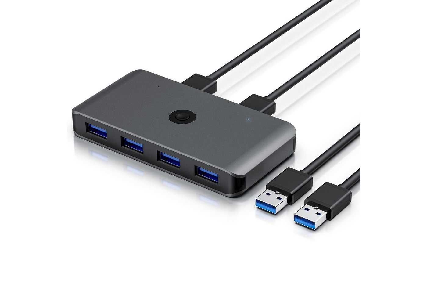 Primewire USB-Adapter USB Typ A zu 2x USB Typ A Stecker, 4x USB Typ A Buchse, USB 3.2 Gen1 KVM Switch Umschalter 5 Gbit/s inkl. 2x USB Kabel von Primewire