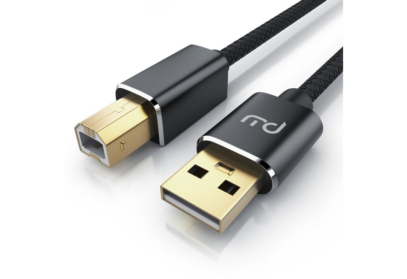 Primewire USB-Kabel, USB Typ-A, USB Typ-B, USB 2.0 Typ A Stecker, USB Typ B Stecker (200 cm), USB 2.0 Drucker / Scanner Kabel mit Nylonmantel - 2m von Primewire