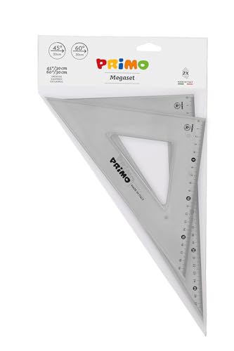 PRIMO - 2er-Set Geodreieck 45°/30 cm und 60°/30 cm, Antireflex für Technisches Zeichen, Geodreieck Schreibwaren, Resistent mit Linealrand, Schulmaterial, kratzfeste Schutzhülle von Primo