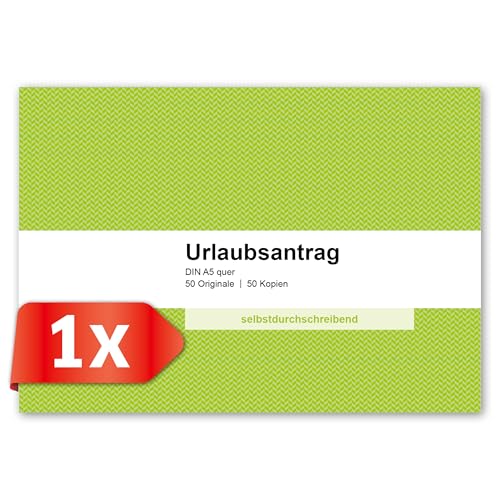 PRIMUS PRINT Urlaubsantrag – DIN A5 quer, 2x50 Blatt, Extra Blätter, Selbstdurchschreibend, Abwesenheitsantrag, 2-fach Lochung, Einzeln oder im Set verfügbar - Einzeln 2x50 Urlaubsanträge von Primus-Print.de