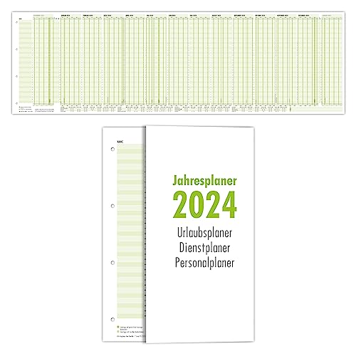 Primus Print – 1 x Jahresplaner Urlaubsplaner Personalplaner Dienstplaner 2024 – faltbar und gefalzt im Format 980x297 mm – Wandkalender 14 Monate inkl. Ferien und Feiertage - 34 Mitarbeiter (1) von Primus-Print.de