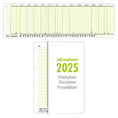 Primus Print – 2 x Jahresplaner Urlaubsplaner Personalplaner Dienstplaner 2025 – faltbar und gefalzt im Format 980x297 mm – Wandkalender 14 Monate inkl. Ferien und Feiertage - 34 Mitarbeiter (2) von Primus-Print.de