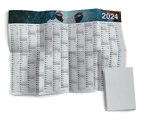Primus Print - 2024 - XXL-Wandkalender faltbar/gerollt - Format A1-594x841mm - inklusive Feiertage - Jahresplaner - Terminplaner (Blau See - gefalzt 2024) von Primus-Print.de