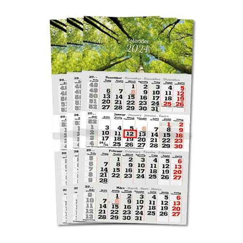 Primus Print 4-Monats Einblockkalender 2024 - Wandkalender - Monatskalender - Blockkalender - inklusive Feiertagen - verschiedene Motive (Bäumer - 3er Set) von Primus-Print.de