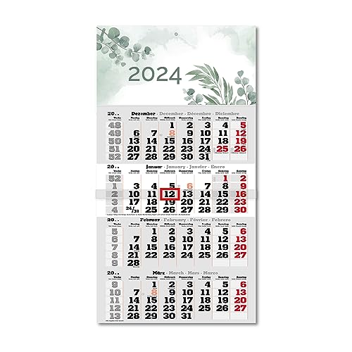 Primus Print 4-Monats Einblockkalender 2024 - Wandkalender - Monatskalender - Blockkalender - inklusive Feiertagen - verschiedene Motive (Eukalyptus) von Primus-Print.de
