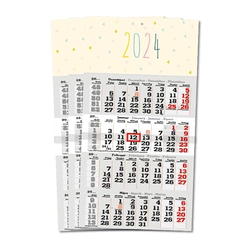 Primus Print 4-Monats Einblockkalender 2024 - Wandkalender - Monatskalender - Blockkalender - inklusive Feiertagen - verschiedene Motive (Herz - 3er Set) von Primus-Print.de