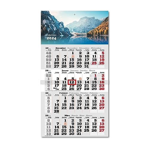 Primus Print 4-Monats Einblockkalender 2024 - Wandkalender - Monatskalender - Blockkalender - inklusive Feiertagen - verschiedene Motive (Pragser Wildsee) von Primus-Print.de