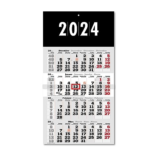 Primus Print 4-Monats Einblockkalender 2024 - Wandkalender - Monatskalender - Blockkalender - inklusive Feiertagen - verschiedene Motive (Schwarz) von Primus-Print.de