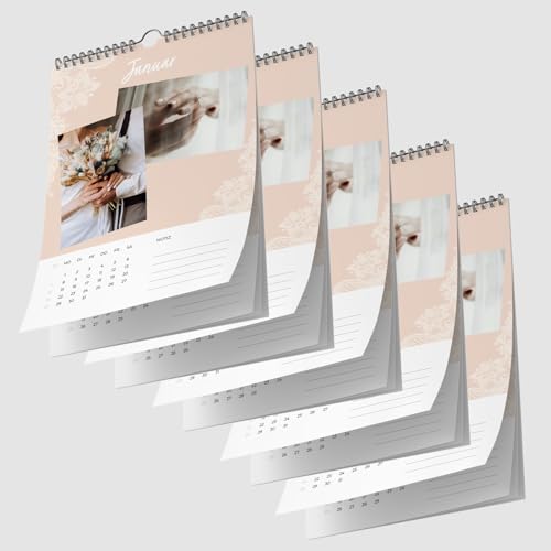 Primus Print 5 x Fotokalender 2024 zum selbstgestalten - Bastelkalender - Fotos Bilder einkleben - A4 - persönliches Geschenk - Hochzeit (Hochzeit 5er Set) von Primus-Print.de