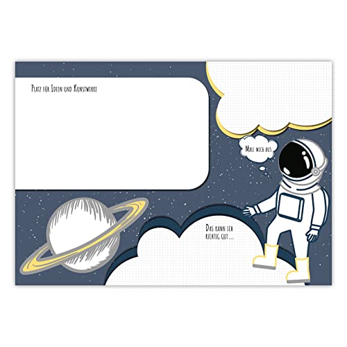 Primus Print - Astronaut Schreibtischunterlage - DIN A2 Format - 25 Blatt - Schreibtischunterlage aus Papier - Tischunterlage (Astronaut - Ohne Fußleiste) von Primus-Print.de