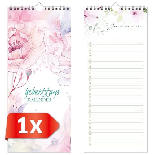 Primus Print Geburtstagskalender - jahresunabhängig immerwährend Geburtstagsplaner Geburtstagsübersicht 30 x 13 cm - verschiedene Motive (Aquarell) von Primus-Print.de
