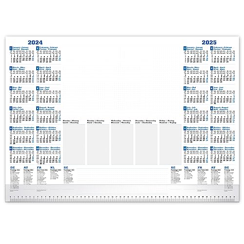 Primus Print - Kalender Schreibtischunterlage - DIN A2 Format - 25 Blatt - 2 Jahreskalender 2024 + 2025 inkl Wochenübersicht (Kalender - Mit Fußleiste) von Primus-Print.de