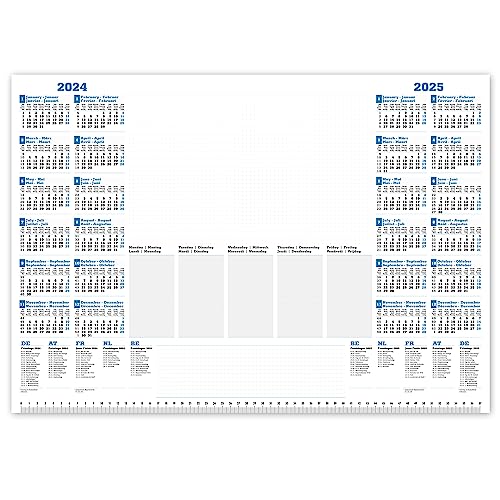 Primus Print - Kalender Schreibtischunterlage - DIN A2 Format - 25 Blatt - 2 Jahreskalender 2024 + 2025 inkl Wochenübersicht (Kalender - Ohne Fußleiste) von Primus-Print.de