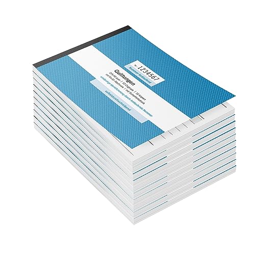 Primus Print Quittungsblock - A6 quer - 2x50Blatt durchschreibend mit Durchschlag – Nummerierung (mit Mehrwertsteuer, 10 Stück) von Primus-Print.de