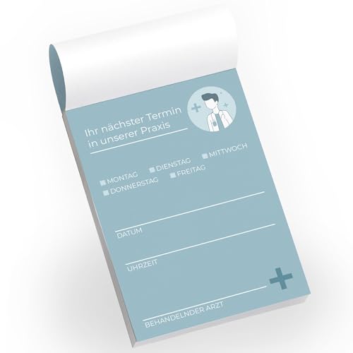 Primus Print Terminblocks - Terminzettel - Terminkarten für Kunden und Patienten - A7-50 Blatt - starkes Papier Arztpraxis Kosmetik Tierarzt Friseur Zahnarzt (10, Arztpraxis Blau) von Primus-Print.de