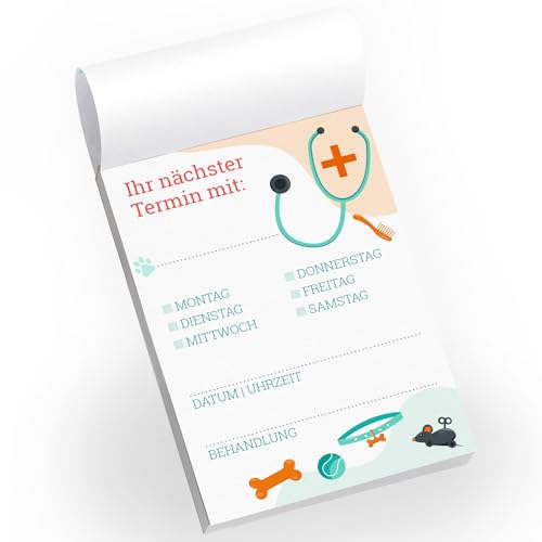 Primus Print Terminblocks - Terminzettel - Terminkarten für Kunden und Patienten - A7-50 Blatt - starkes Papier Arztpraxis Kosmetik Tierarzt Friseur Zahnarzt (5, Tierarzt) von Primus-Print.de