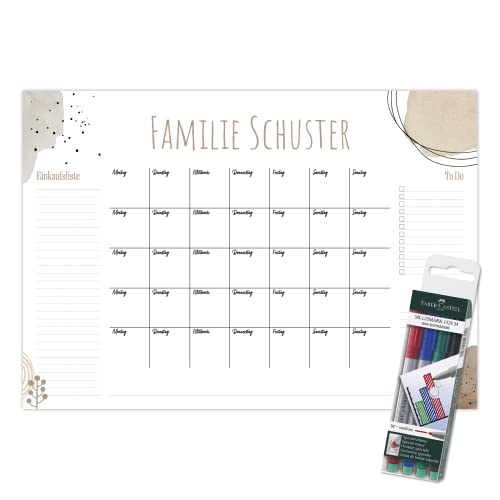 Primus Print - Wunsch Kalender - personalisierter Wandkalender - Abwaschbarer Familienplaner aus Acryl (Beige) von Primus-Print.de