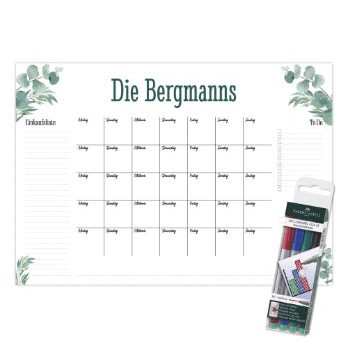 Primus Print - Wunsch Kalender - personalisierter Wandkalender - Abwaschbarer Familienplaner aus Acryl (Eukalyptus) von Primus-Print.de