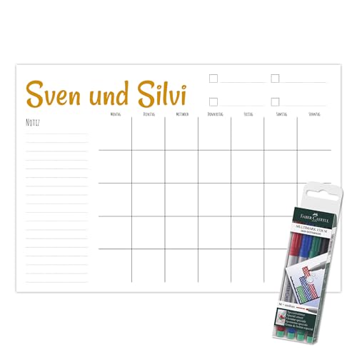 Primus Print - Wunsch Kalender - personalisierter Wandkalender - Abwaschbarer Familienplaner aus Acryl (SW1) Ausführung Notizen von Primus-Print.de