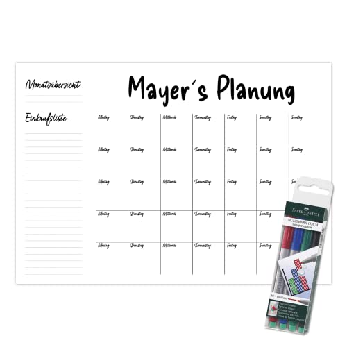 Primus Print - Wunsch Kalender - personalisierter Wandkalender - Abwaschbarer Familienplaner aus Acryl (SW2) von Primus-Print.de
