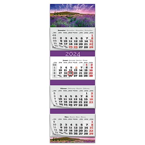 Primus Print XXL 4-Monats Mehrblockkalender 2024 - Wandkalender - Monatskalender - Blockkalender - verschiedene Motive (Lavendel) von Primus-Print.de