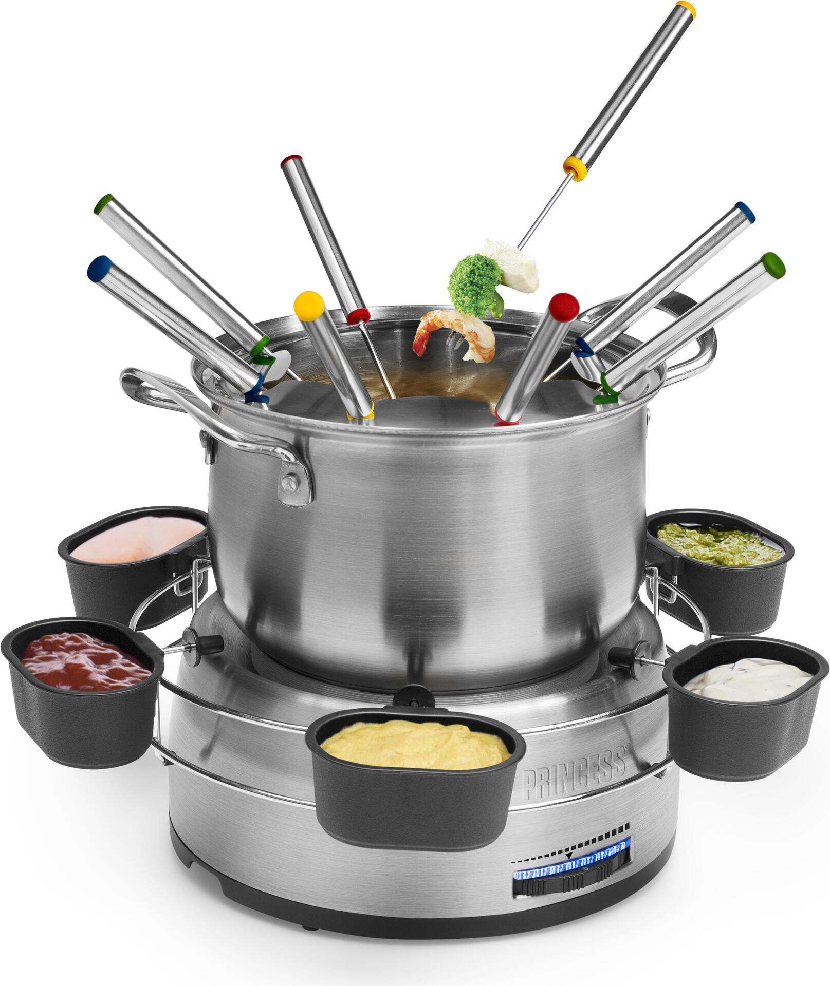 Princess 172680 Edelstahl-Fondue-Familien-Set - 8 Person(en) - 1,2 l - Edelstahl - Rund - Edelstahl - Edelstahl (172680) von Princess