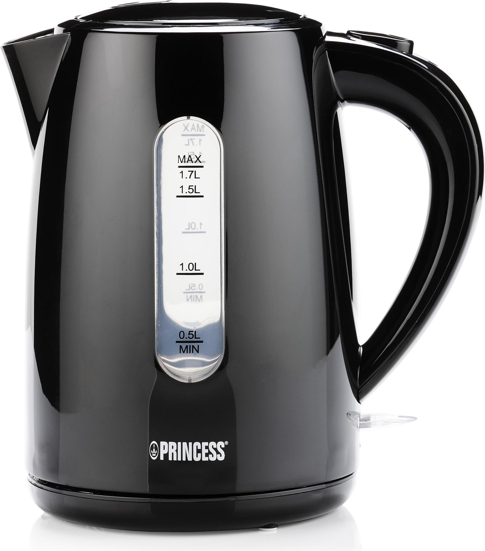 Princess 236017 Wasserkocher - 1,7 l - 2200 W - Schwarz - Wasserstandsanzeige - Drahtlos (01.236017.01.001) von Princess