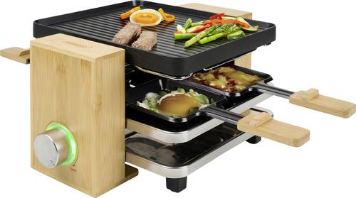 Princess Pure 4 Raclette 4Pfännchen, Antihaftbeschichtung Schwarz, Bambus von Princess