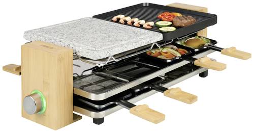 Princess Pure 8 Raclette Antihaftbeschichtung, 8Pfännchen Schwarz, Stein, Bambus von Princess