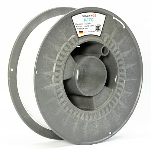PRINCORE Filament PETG 1.75mm, 3D Drucker PETG Filament, Schwarz, Druckmaterial (Weiss, 1000g) von Princore