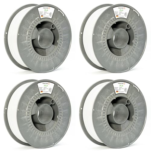 PRINCORE Filament PLA 1.75mm, 4er Bundle Weiss, 3D Drucker PLA Filament, Druckmaterial (Weiss, 4 x 1000g) von Princore