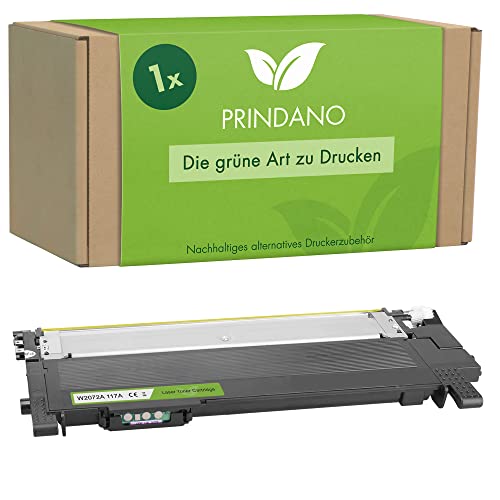 Prindano 1 Toner XXL inkl. Chip kompatibel mit HP 117A HP W2072A Yellow für Color Laser MFP 178nwg 179fwg 150nw 179fnw 150a 178nw 179fng (Yellow, 1er-Pack) von Prindano