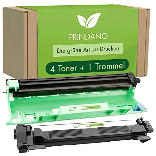 Prindano 4 Toner & 1 Trommel kompatibel mit Brother TN1050 DR1050 | Für Brother DCP-1510 1510E 1512 1512A 1512E 1610W 1610WE 1612W 1616NW 1617NW HL-1110 1201 1210W 1211W MFC-1810 1810E 1815 1910W von Prindano