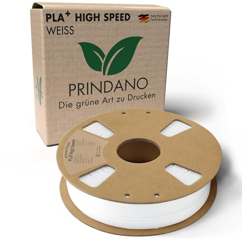 Prindano BIO PLA+ Filament 1.75mm PLA Plus 3D Drucker Filament 1 kg Spule Maßgenauigkeit +/- 0,03mm PLA+ FDM Druckerverbrauchsmaterial PLA+ High Speed Weiß von Prindano