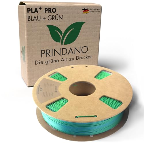 Prindano BIO PLA+ Filament 1.75mm PLA Plus 3D Drucker Filament 1 kg Spule Maßgenauigkeit +/- 0,03mm PLA+ FDM Druckerverbrauchsmaterial PLA+ Pro Blau + Grün von Prindano