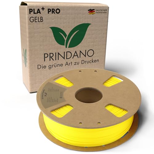 Prindano BIO PLA+ Filament 1.75mm PLA Plus 3D Drucker Filament 1 kg Spule Maßgenauigkeit +/- 0,03mm PLA+ FDM Druckerverbrauchsmaterial PLA+ Pro Gelb von Prindano