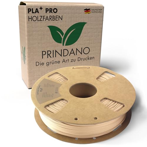 Prindano BIO PLA+ Filament 1.75mm PLA Plus 3D Drucker Filament 1 kg Spule Maßgenauigkeit +/- 0,03mm PLA+ FDM Druckerverbrauchsmaterial PLA+ Pro Holzfarben von Prindano