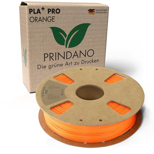 Prindano BIO PLA+ Filament 1.75mm PLA Plus 3D Drucker Filament 1 kg Spule Maßgenauigkeit +/- 0,03mm PLA+ FDM Druckerverbrauchsmaterial PLA+ Pro Orange von Prindano