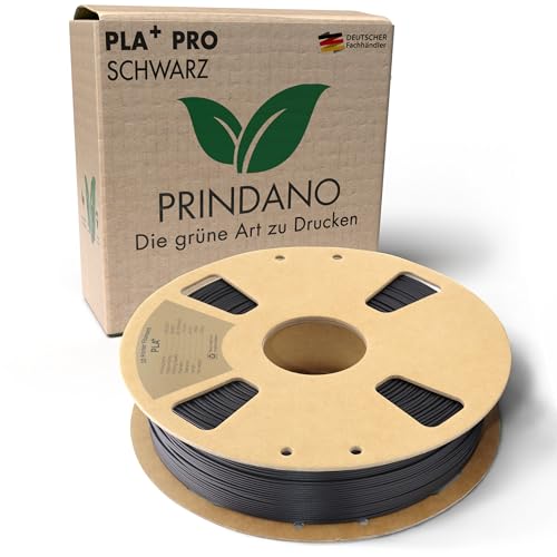 Prindano BIO PLA+ Filament 1.75mm PLA Plus 3D Drucker Filament 1 kg Spule Maßgenauigkeit +/- 0,03mm PLA+ FDM Druckerverbrauchsmaterial PLA+ Pro Schwarz von Prindano