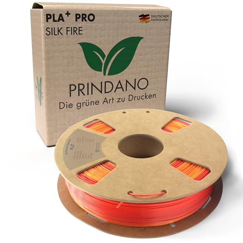 Prindano BIO PLA+ Filament 1.75mm PLA Plus 3D Drucker Filament 1 kg Spule Maßgenauigkeit +/- 0,03mm PLA+ FDM Druckerverbrauchsmaterial PLA+ Pro Silk Fire von Prindano