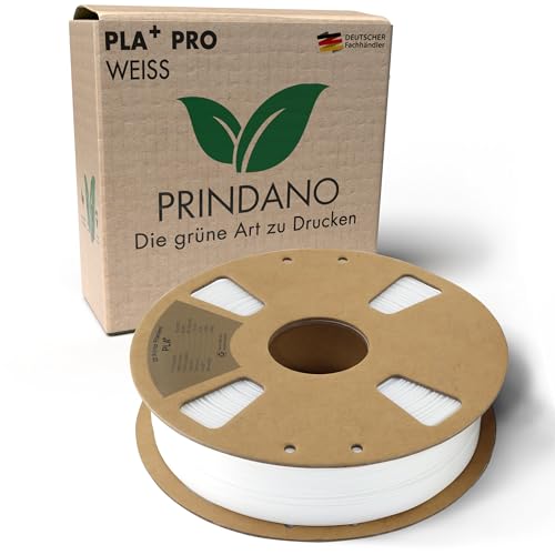 Prindano BIO PLA+ Filament 1.75mm PLA Plus 3D Drucker Filament 1 kg Spule Maßgenauigkeit +/- 0,03mm PLA+ FDM Druckerverbrauchsmaterial PLA+ Pro Weiß von Prindano