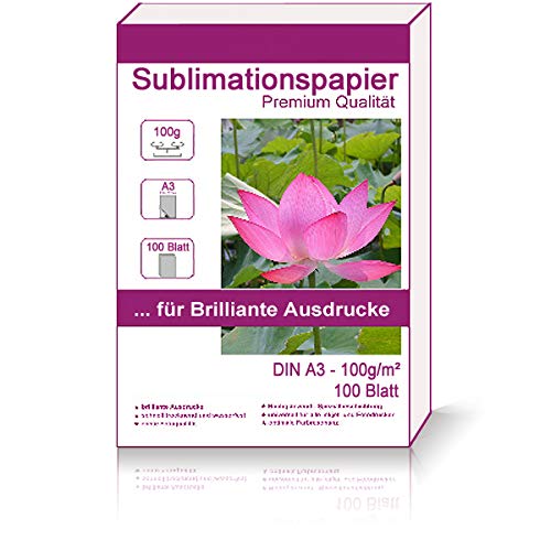 100 Blatt Sublimationspapier A3 100g/m² Transferpapier Sublimation für T-Schirts von Print-Klex GmbH & Co.KG