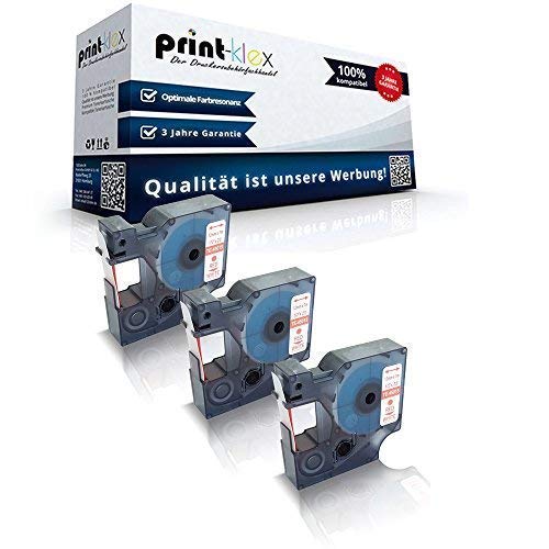 3x Print-Klex Schriftbänder kompatibel für Dymo D1 45015 MobileLabeler Labelpoint 100 150 200 250 300 350 Labelwriter 400Duo S0720540 12 mm 7 m red - white Beschriftungsband - Easy Light Serie 3x Print-Klex Schriftbänder kompatibel für Dymo D1 45015 MobileLabeler Labelpoint 100 150 200 250 300 350 Labelwriter 400Duo S0720540 12 mm 7 m red - white Beschriftungsband - Easy Light Serie von Print-Klex GmbH & Co.KG