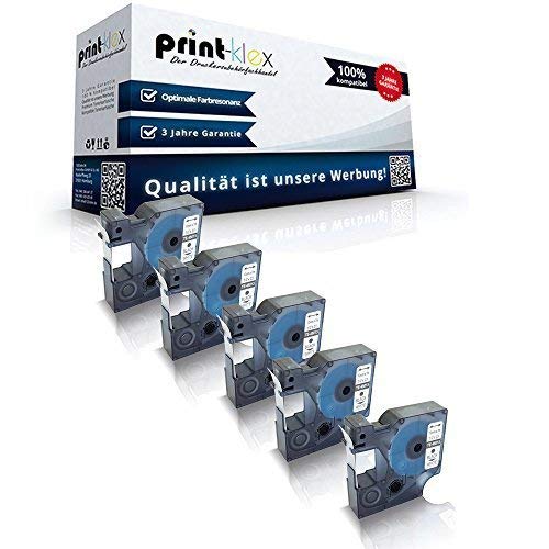 5X Print-Klex Schriftbänder kompatibel für Dymo D1 45013 Labelmanager 280 Labelmanager 300 Labelmanager 350 Labelmanager 350 D S0720530 12mmx7m Kassetten Patronen - Office Line Serie von Print-Klex GmbH & Co.KG