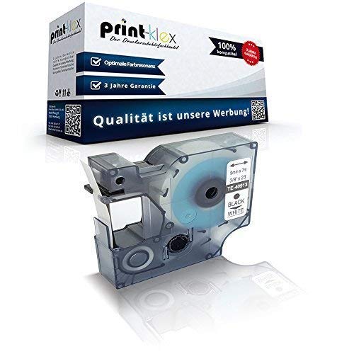 Print-Klex Schriftband kompatibel für Dymo D1 40913 Labelwriter400Duo 1000 Plus 2000 3500 5500 Pocket S0720980 9 mm x 7m Farb Kassette schwarz-weis - Easy Print Serie von Print-Klex GmbH & Co.KG