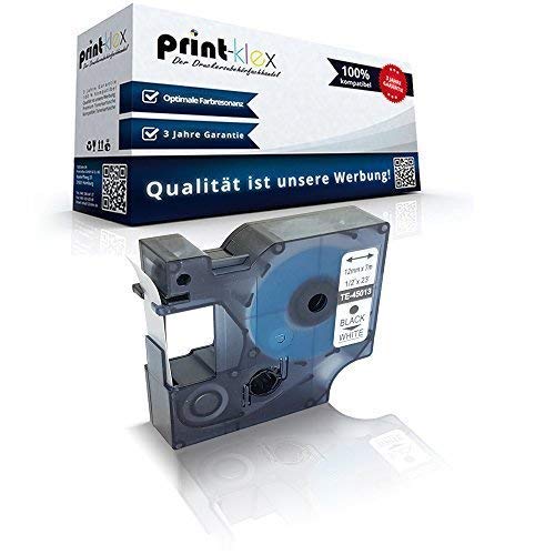 Print-Klex Schriftband kompatibel für Dymo D1 45013 Labelwriter400Duo Dymo 1000 1000 Plus 2000 3500 5500 Labelmaker 4500Pocket S0720530 12mm x 7m schwarz-Weiss Etikettenlabel - Easy Print Serie von Print-Klex GmbH & Co.KG