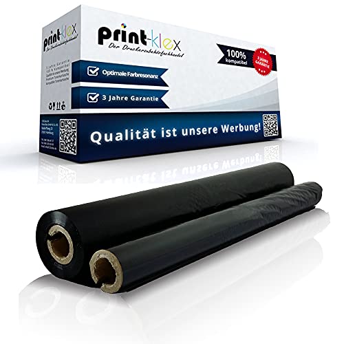 Print-Klex Thermorolle kompatibel für Brother Fax T82 Fax T84 Fax T86 Fax T92 Fax T94 Fax T96 Fax T98 PPF 560 PPF 580MC PC72RF Black BK - Eco Plus Serie Thermotransfer Band Thermo Rolle von Print-Klex GmbH & Co.KG