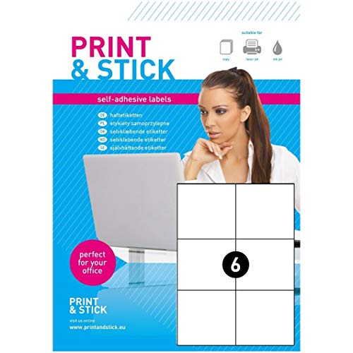 Universal Etiketten 6x 105 x 99 mm Bedruckbar Selbstklebend auf DIN A4 Bogen - 50 Blatt Universal Etiketten 6x 105 x 99 mm Bedruckbar Selbstklebend auf DIN A4 Bogen - 50 Blatt von Print&Stick